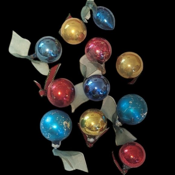 Vintage Mercury Glass Ornaments Christmas Holiday Lot Bundle MCM 9 Count - Picture 1 of 8